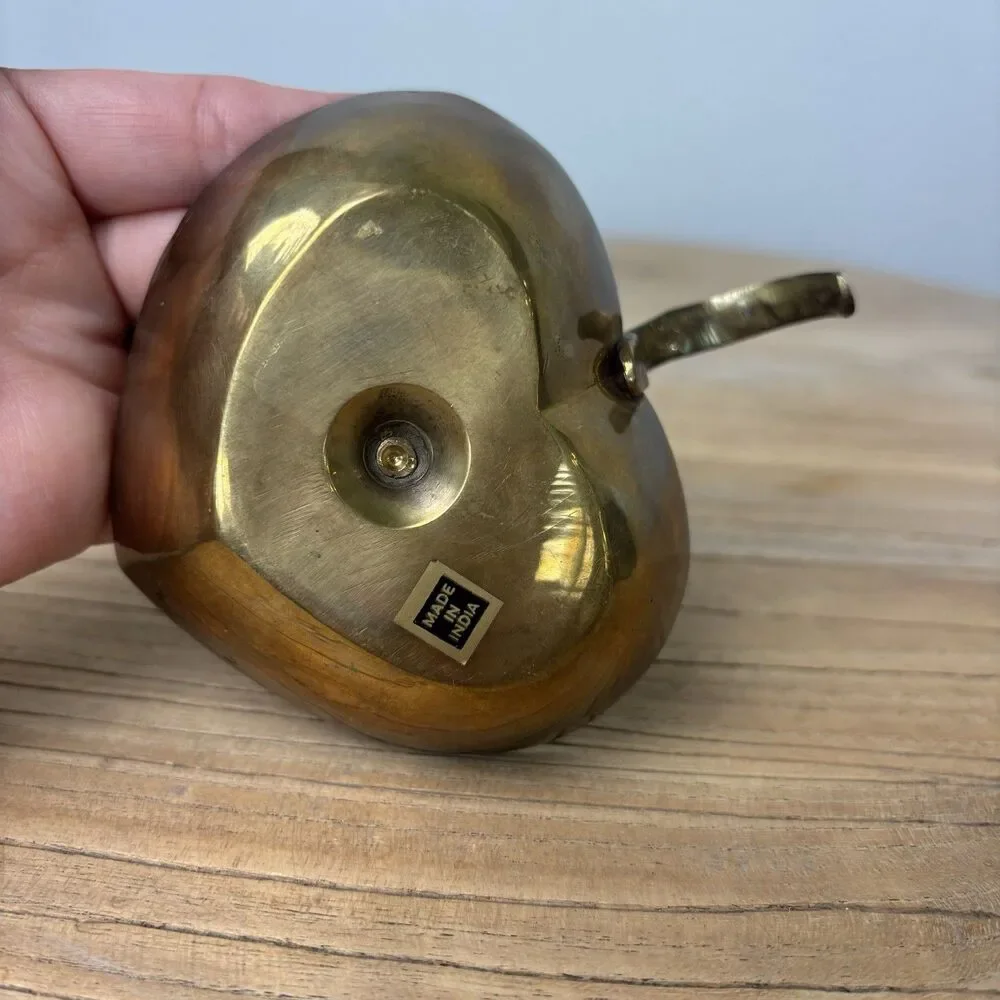 Vintage Brass Heart Shaped Chamberstick Candle Holder Cottagecore Granny Decor